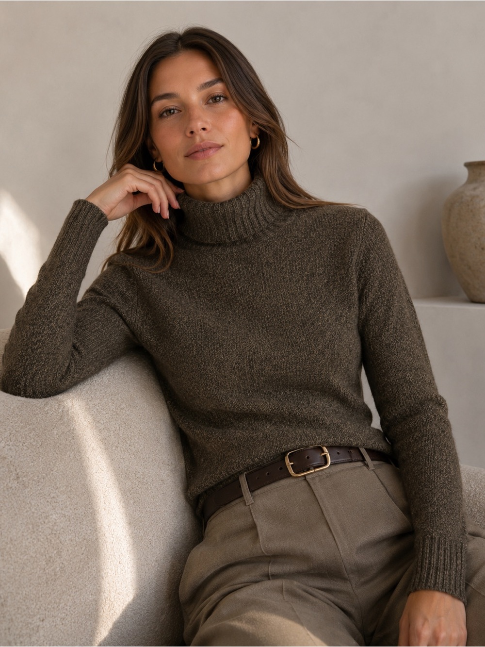 Jenne Maag Dark Speckled Cashmere Turtleneck Sweater Quiet‎ Luxury Polished